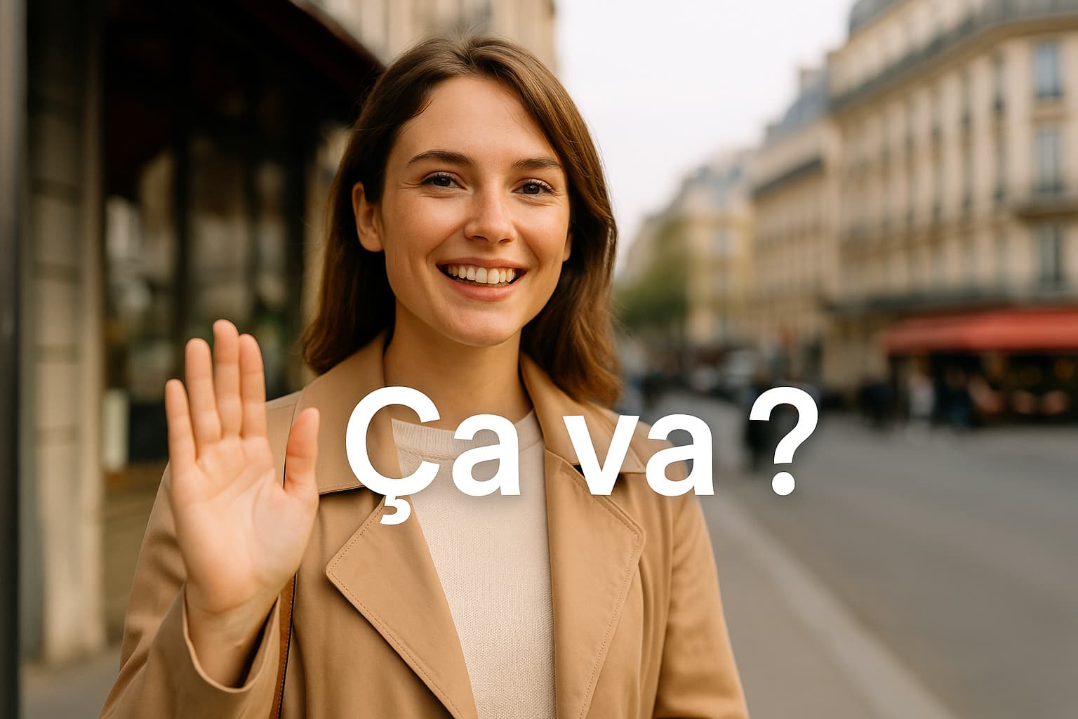 Persona saludando en una calle de París diciendo “Ça va ?” – Expresión francesa cotidiana – Edukmi